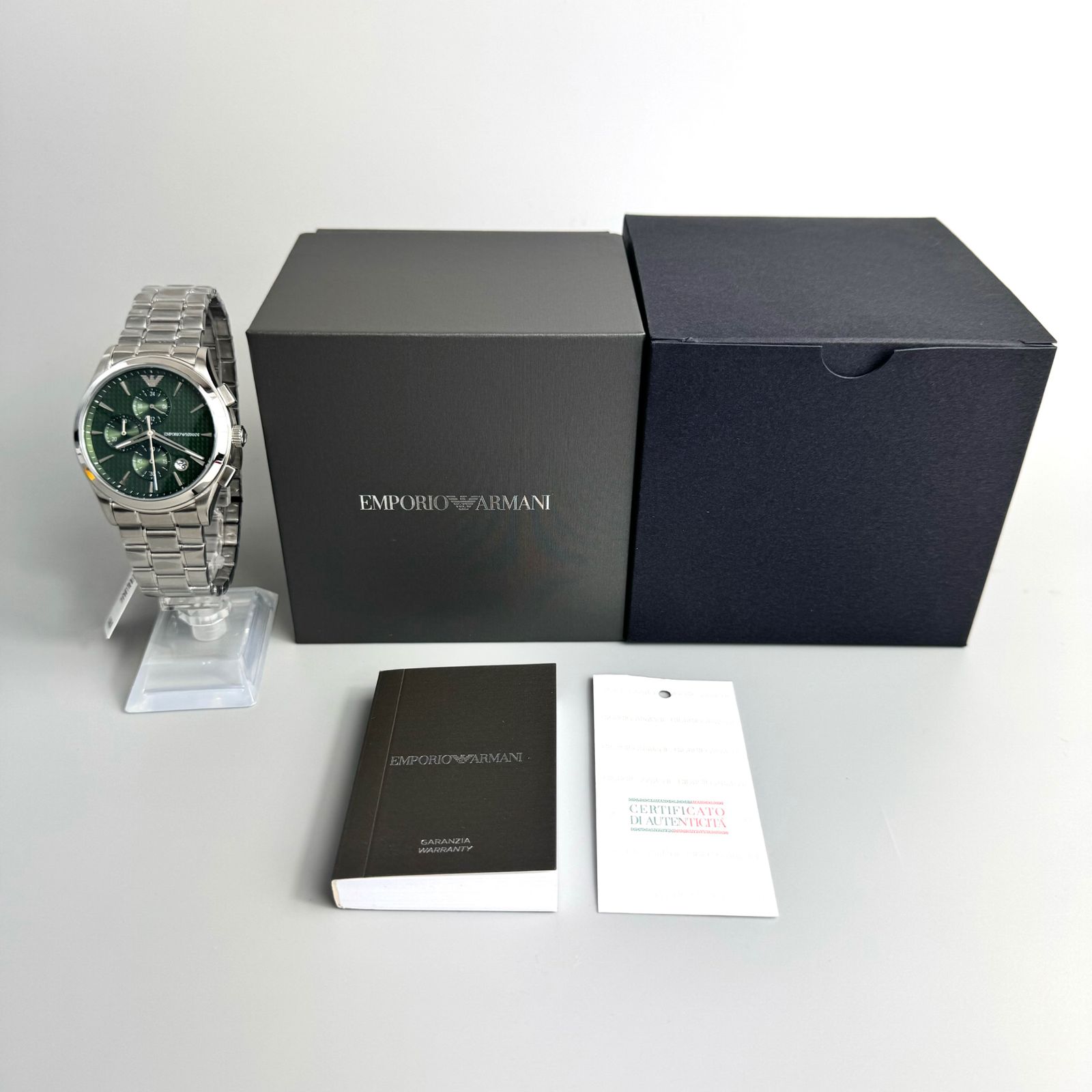 未使用☆エンポリオアルマーニ メンズ腕時計 クロノグラフ ブルー