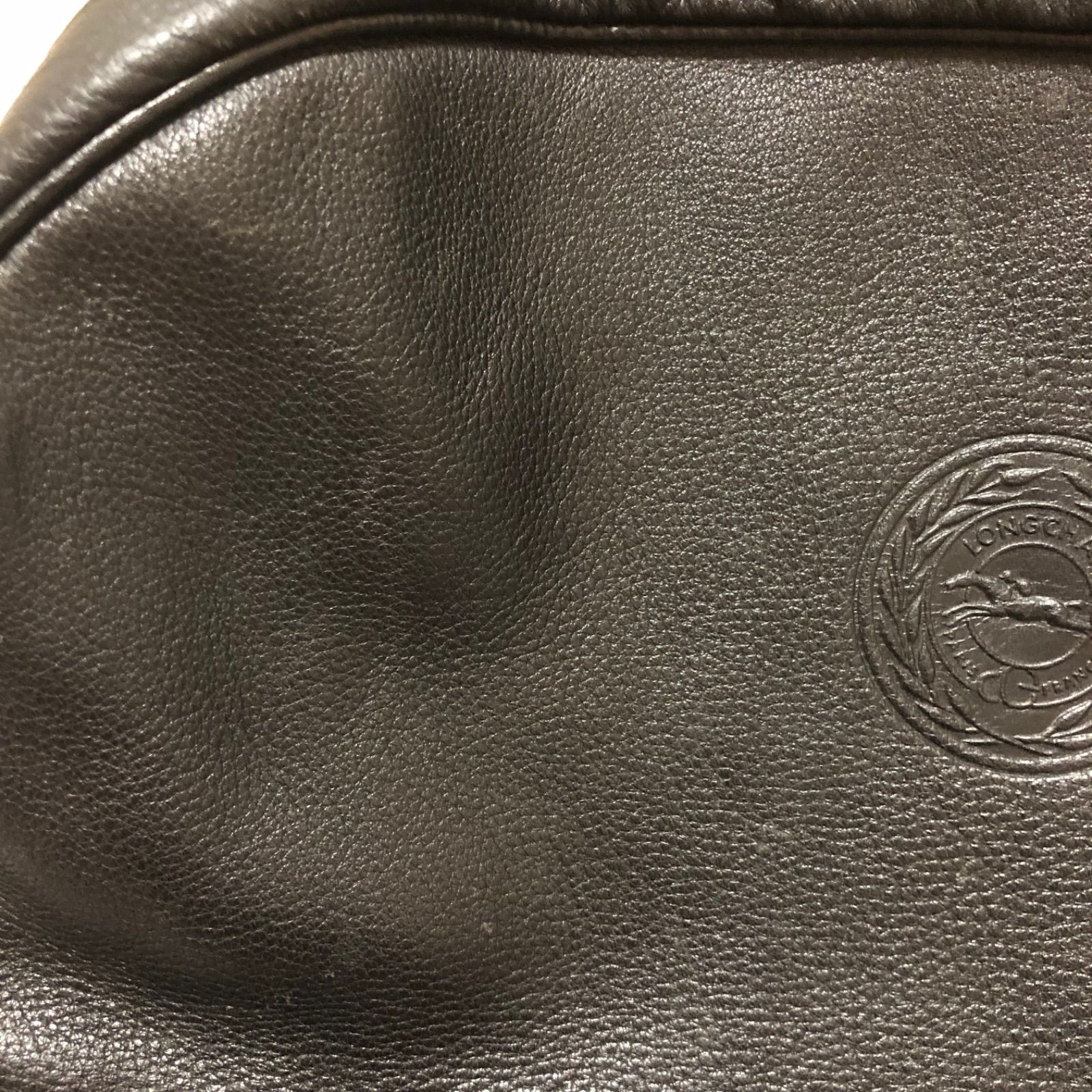 Longchamp ロンシャン オールレザー ロゴ型押し ハンド ショルダーバッグ BLACK - メルカリ