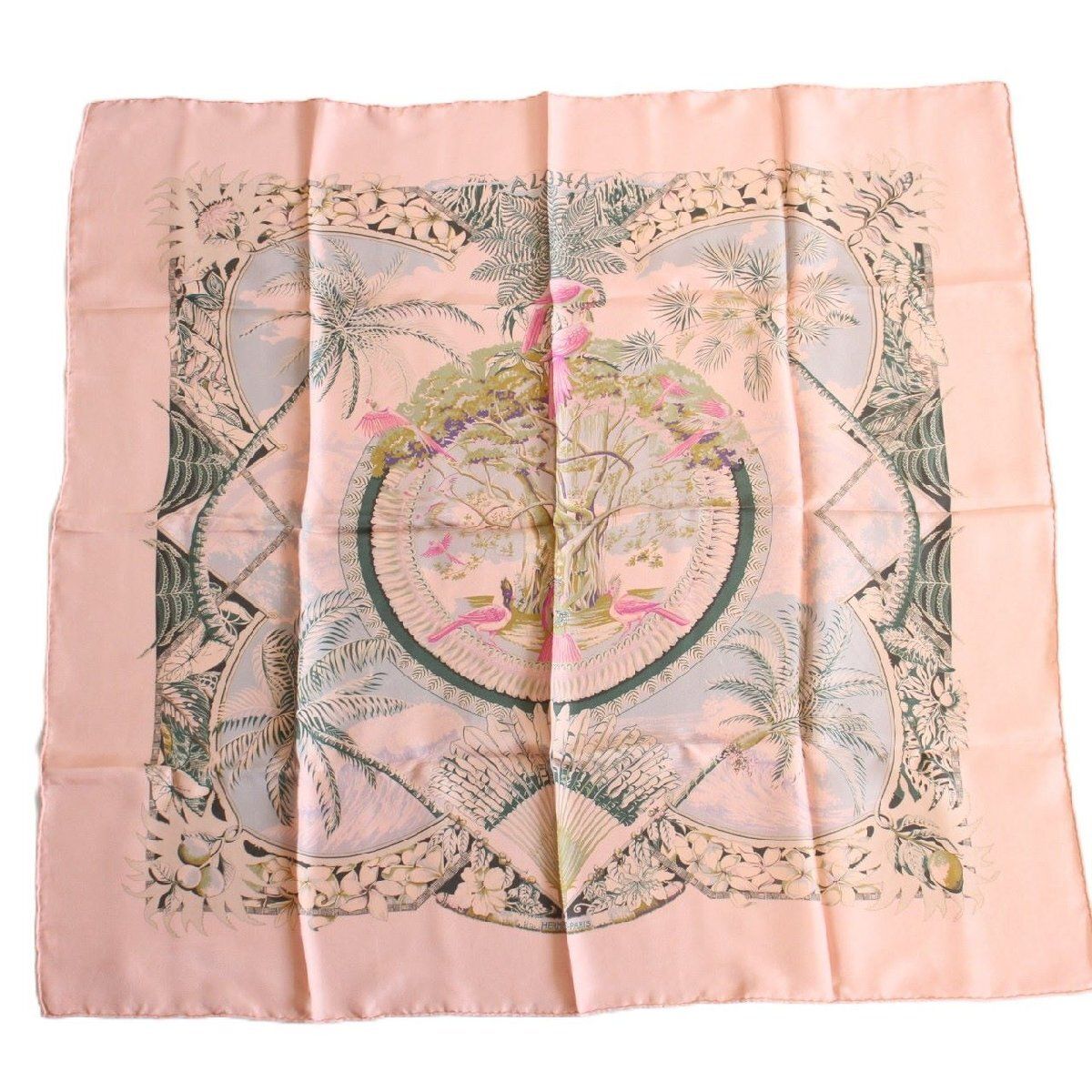 HERMES エルメス カレ 70 スカーフ ALOHA シルク100％ ピンク系