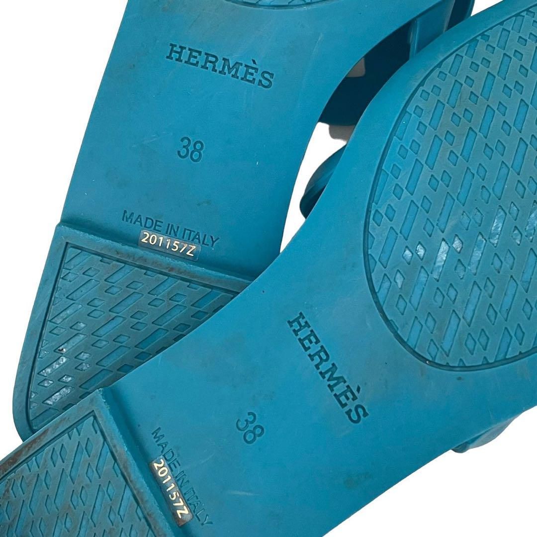 HERMES エルメス アロハ ビーチ サンダル ラバー ターコイズ