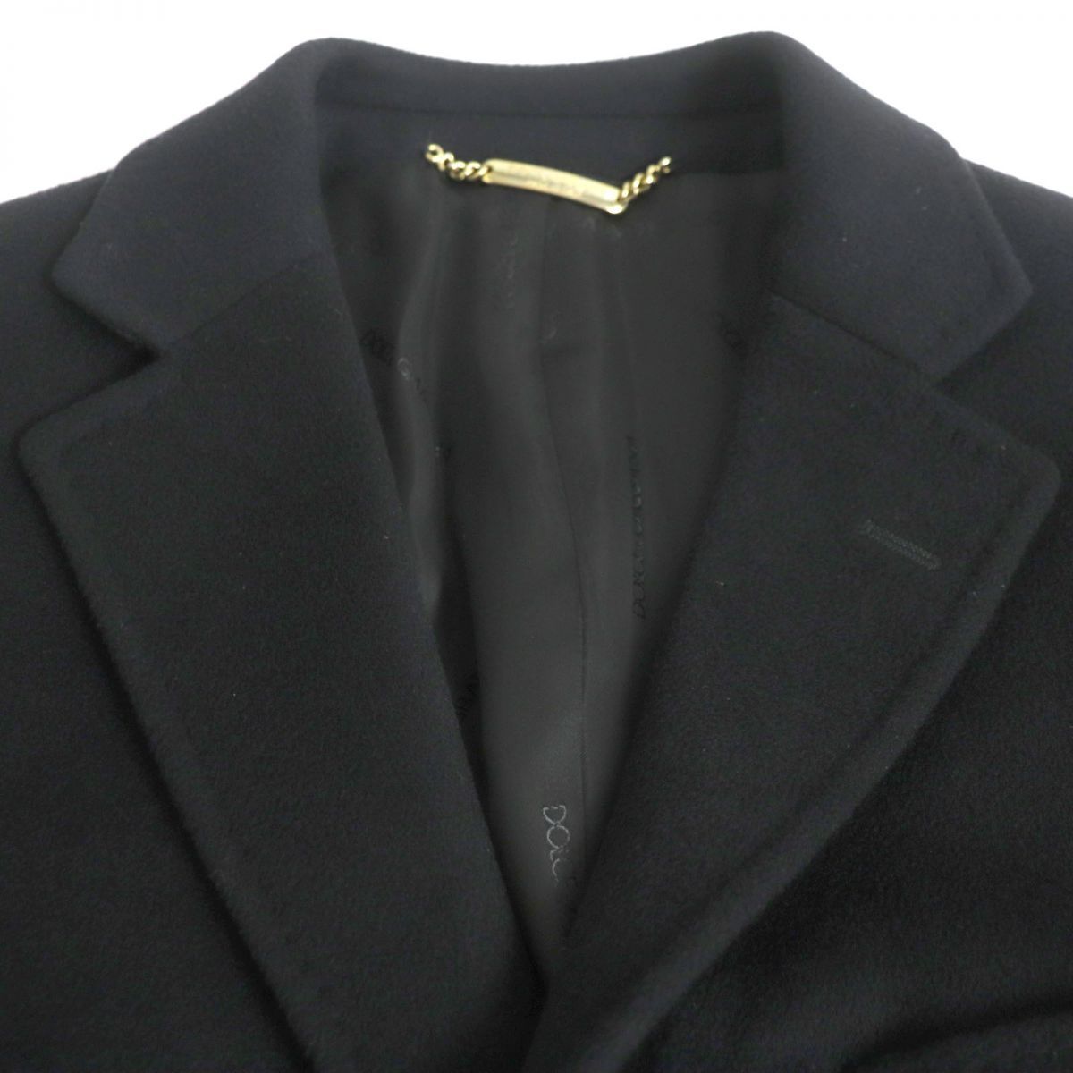 高級 ドルチェ＆ガッバーナ カシミヤ混ウールロングチェスターコート ブラック L 高級 ドルチェ＆ガッバーナ カシミヤ混ウールロングチェスター