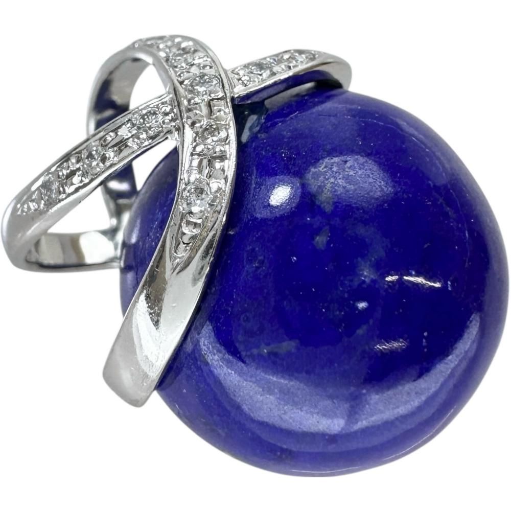 ラピスラズリ 17.9mm ダイヤモンド 計0.11ct ペンダントトップ Pt900プラチナ 12.9g レディース 真子質店 NN SIROKUMA-CORPORATION_COM