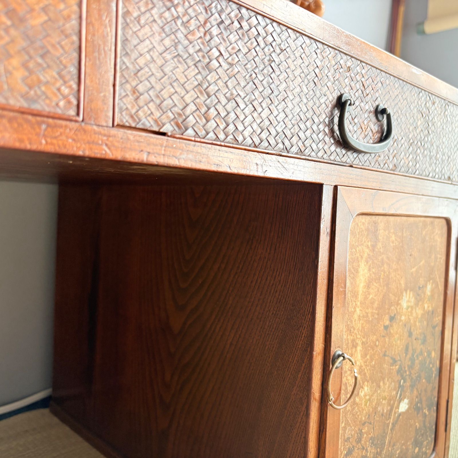 大正時代（1912-1926）の木製和室机 和家具 レトロ 机 テーブル 時代物