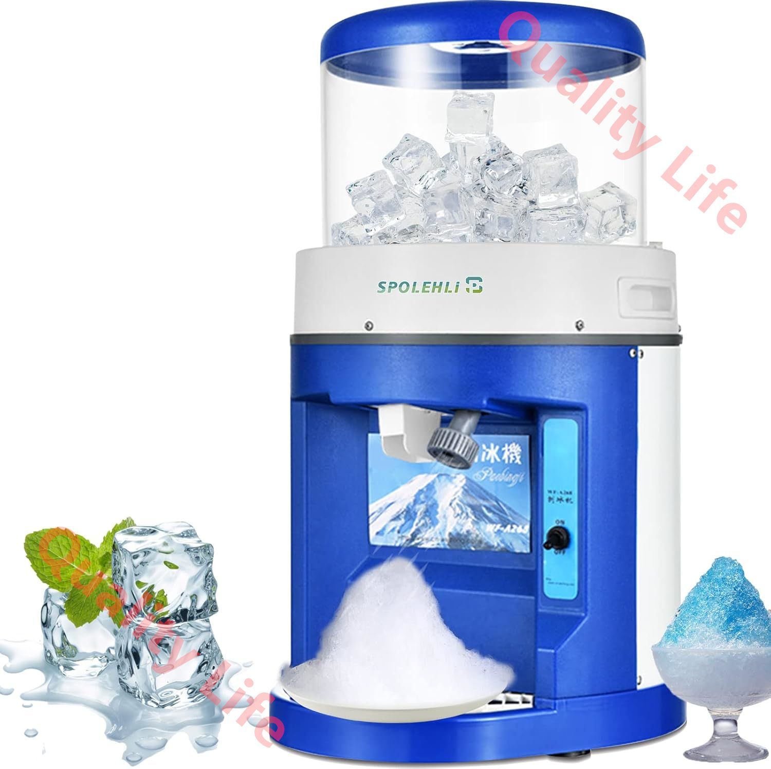 業務用 かき氷機 電動 120kg|h砕氷量 6kg大容量 厚さを調整 250Wハイパワー 79dB低騒音 1400r|min回転数 工事不要 PSE認証济