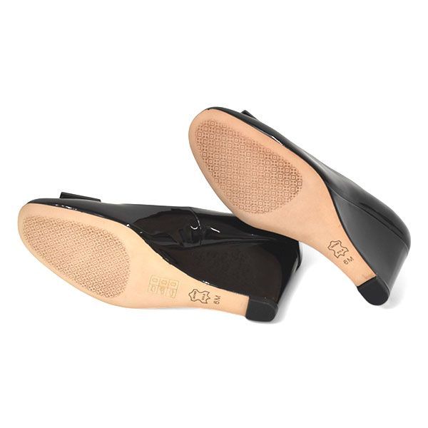 新品♪トリーバーチ JILL Tロゴ エナメル ウェッジソール パンプス 6M