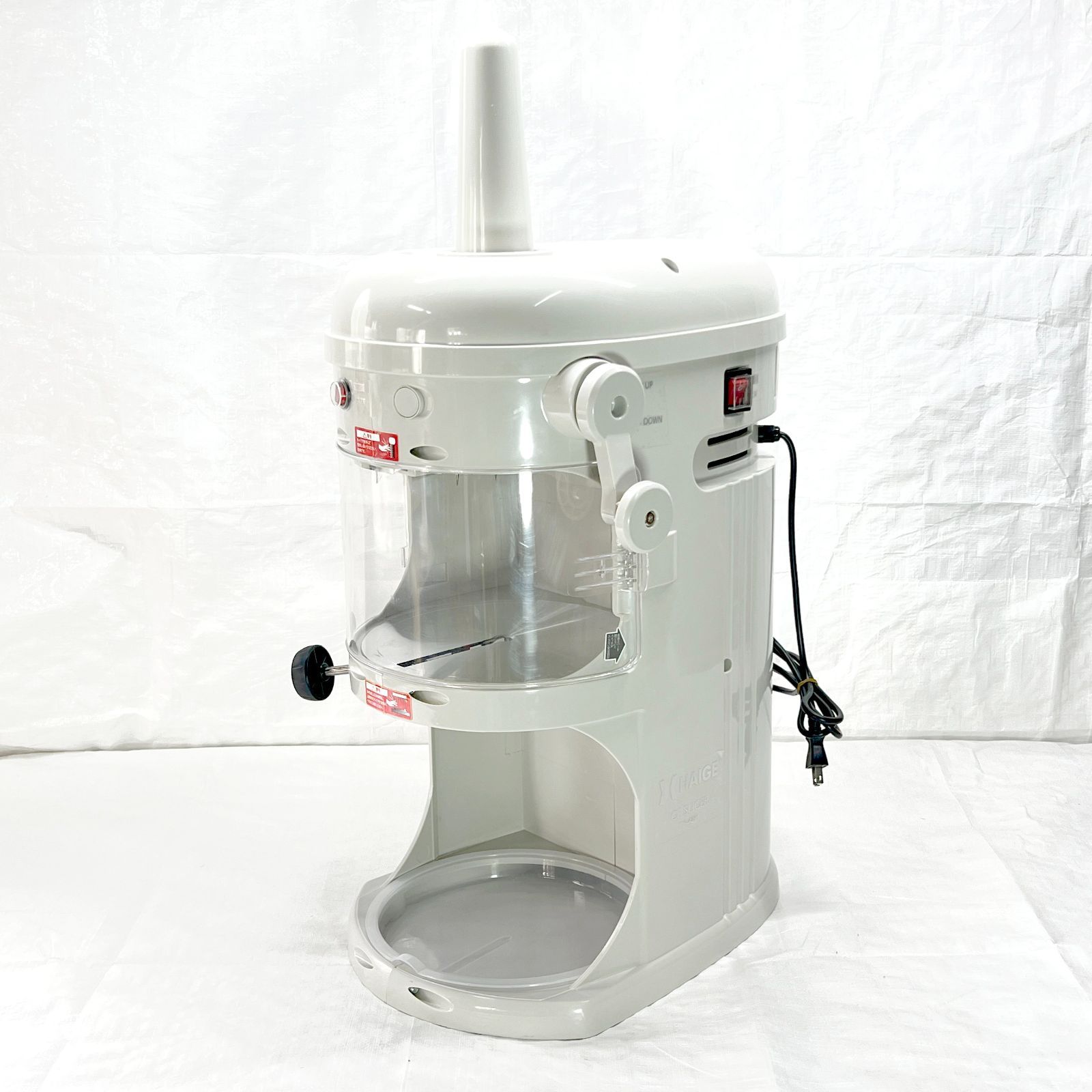 電動式 かき氷機 受け口高 240mm 業務用 家庭用 WF-A299 替刃ベルト付 ホワイト 952-1