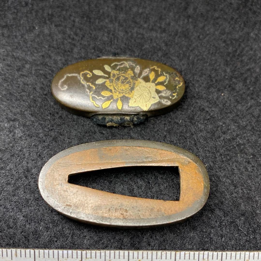 江戸時代　金象嵌縁頭　木箱付　24g  東Y6-0819☆2Fタカニ 江戸時代 金象嵌縁頭 木箱付 24g 東Y6-0819☆2Fタカニ