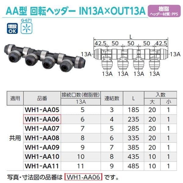 WH1-AA07】オンダ製作所 AA型 回転ヘッダー IN13A×OUT13A 連結数5 バラ