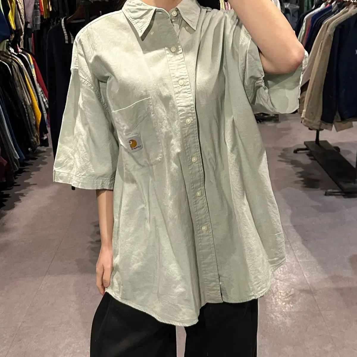 （ 448 ） Carhartt ヴィンテージ 無地 Carhartt(カーハート) シャツ 緑