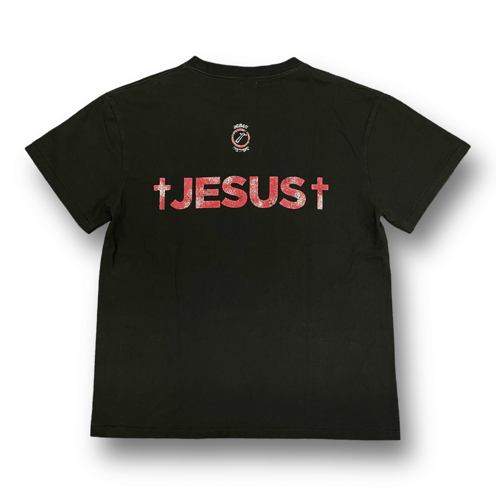 定価19690円 美品 greatLAnd 22SS ヴィンテージ加工 JESUS ロゴプリント クルーネック Tシャツ グレートランド ブラック L  - メルカリ