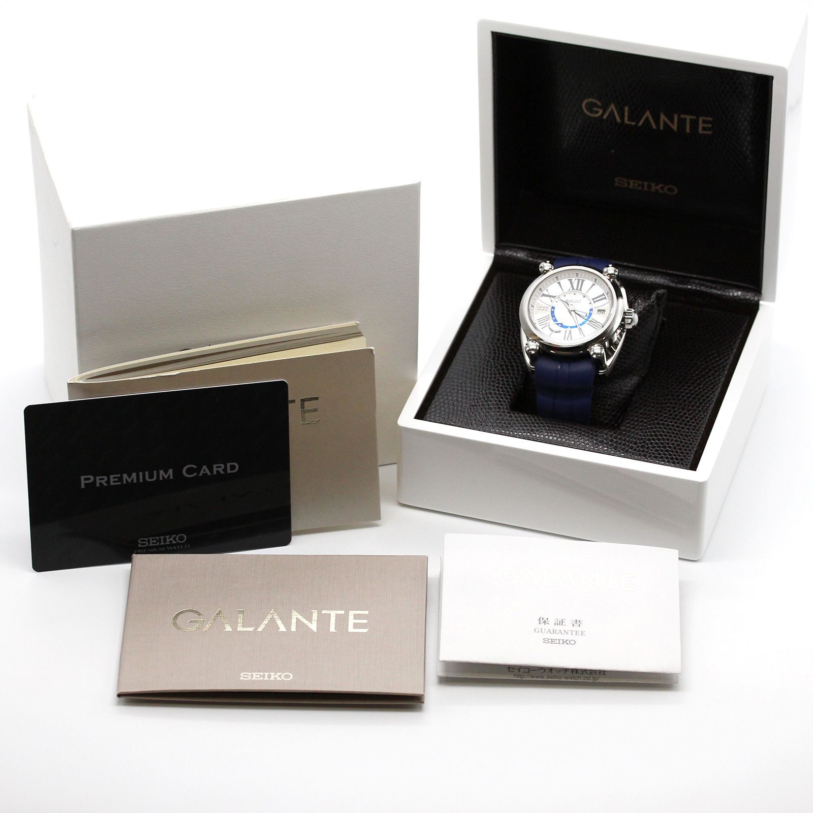 【美品】セイコー ガランテ GMT SBLA111 ホワイトシェル 腕時計 スプリングドライブ メンズ A04401