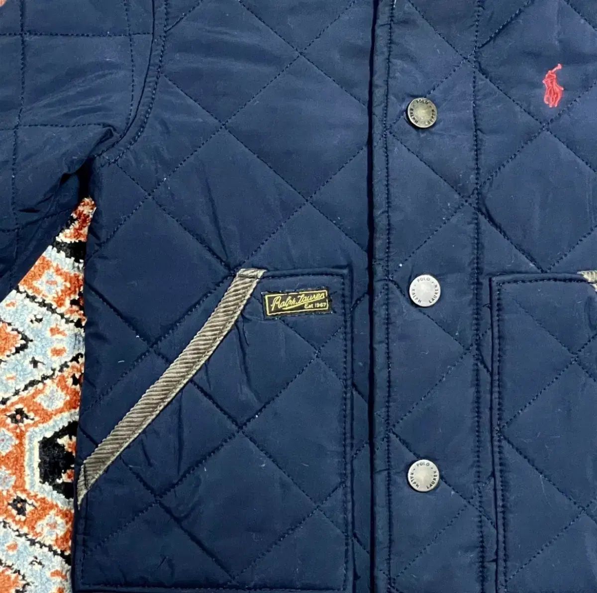 【未使用品】ポロ　ラルフローレン　ネイビー キルティングジャケット 150 POLO RALPH LAUREN(ポロラルフローレン) ネイビー キルティング