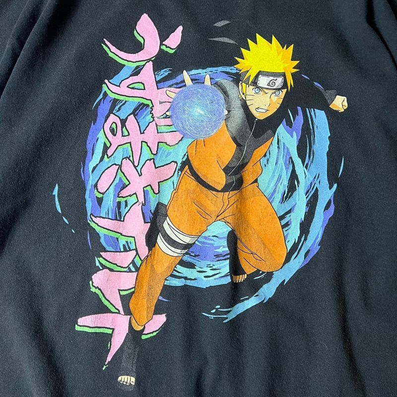 00s NARUTO 疾風伝 ナルト 螺旋丸 プリント 半袖 Tシャツ 2XL / 00年代