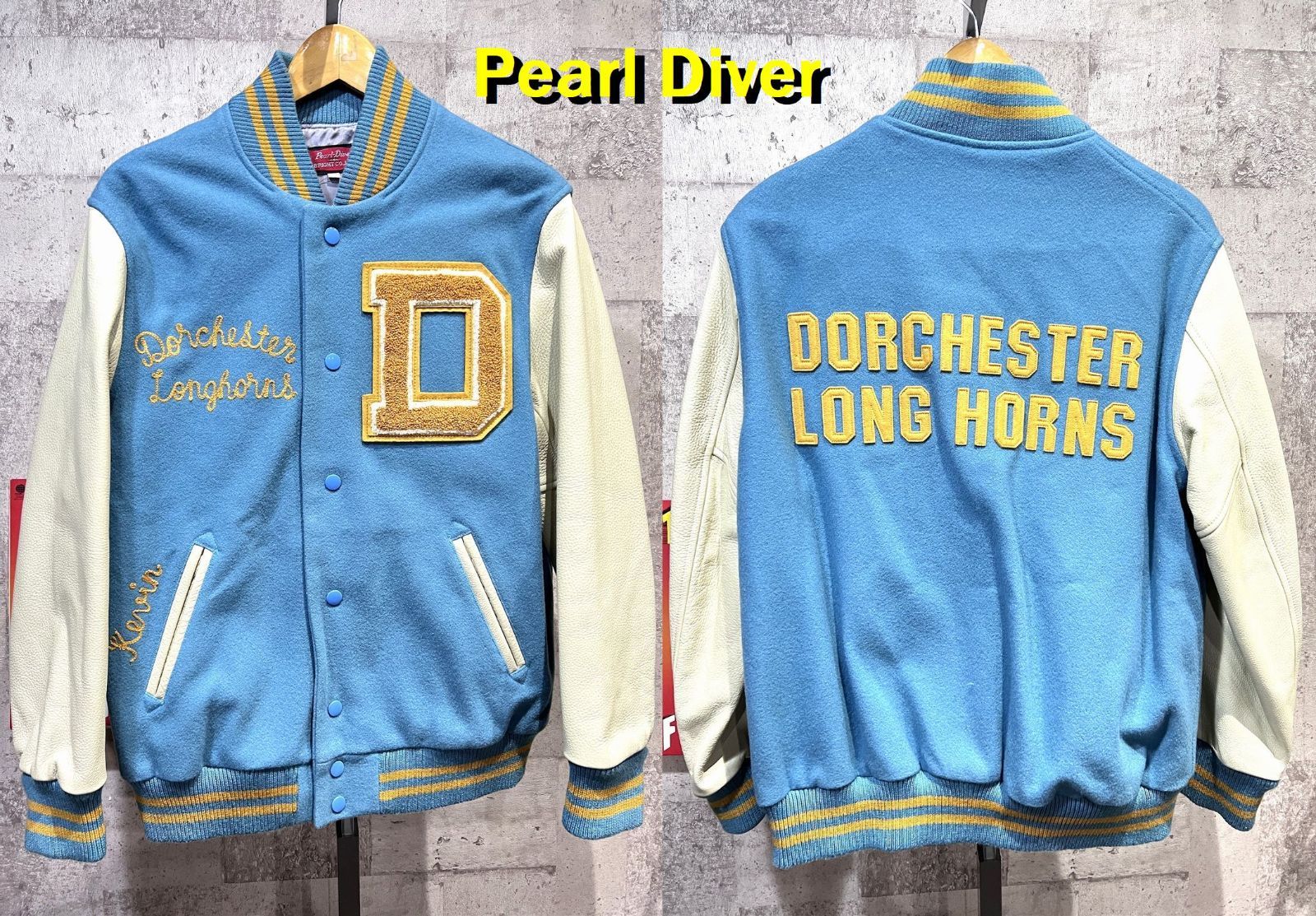 美品 Parl-Diver 袖革 スタジアムジャンパー 40 スタジャン パールダイバー