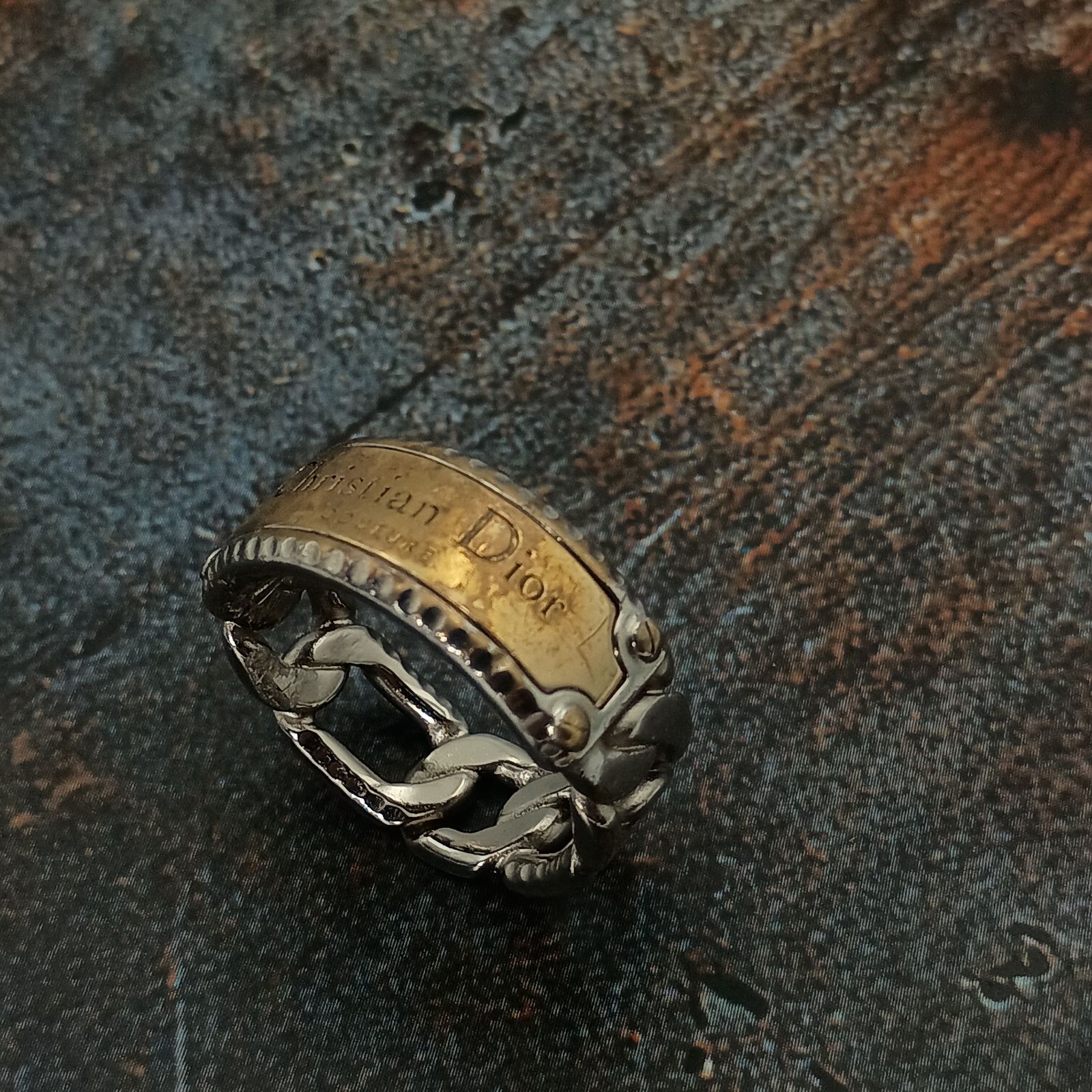 Christian Dior クリスチャンディオール 18号 ゴールドロゴ リング 指輪 メタル ヴィンテージ