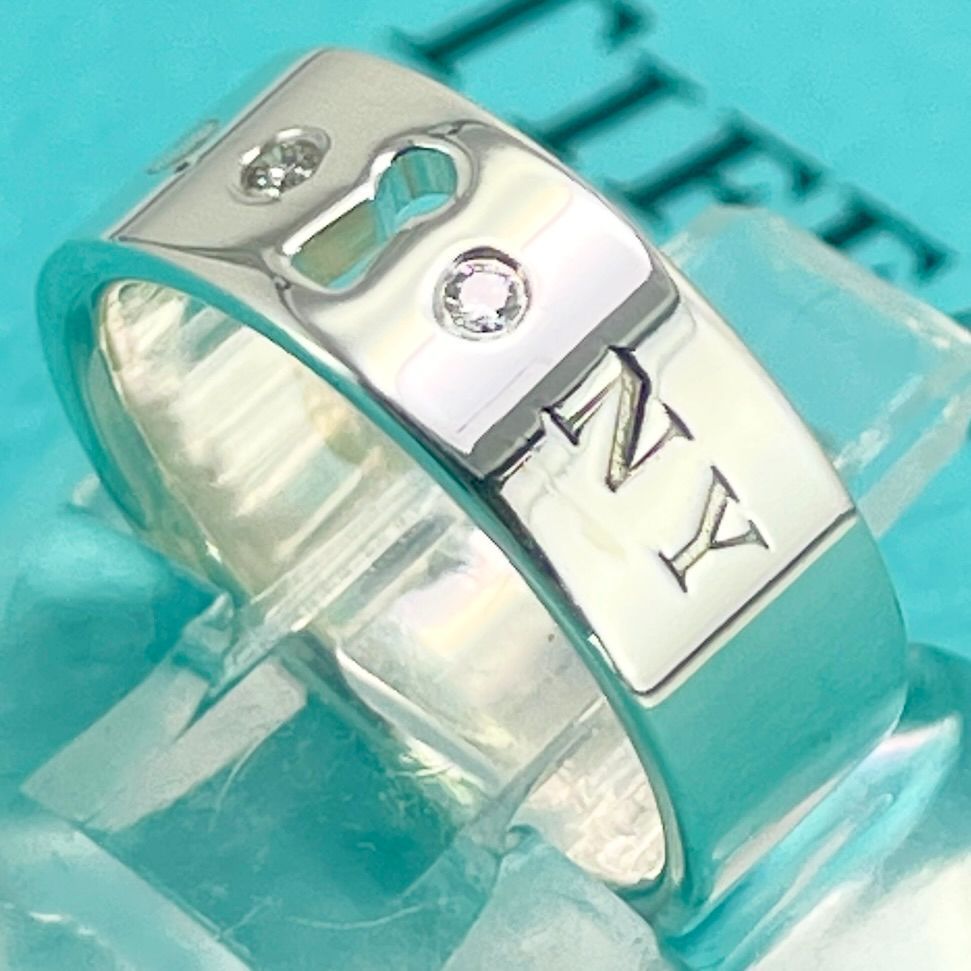 6号 ティファニー シルバー925 ダイヤモンド 2P ロック 鍵穴 ロゴ リング Tiffany&Co./24-922S