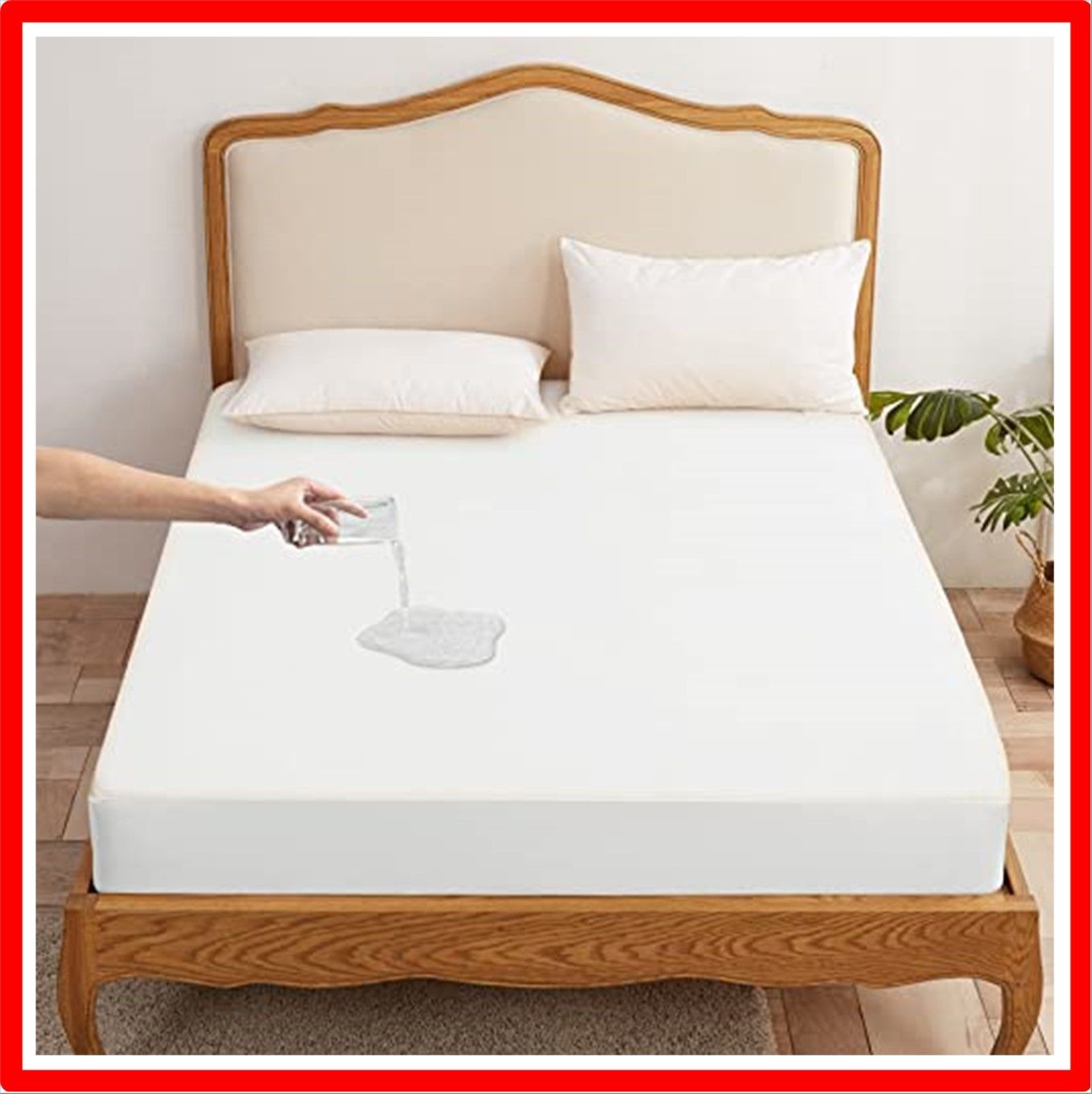 【匿名配送】ホワイト_ダブル・140X200cm 防水ボックスシー HOSUR ツ シーツ ベッドカバー 防水タイプ ベッドシーツ マットレス・敷き布団カバー 