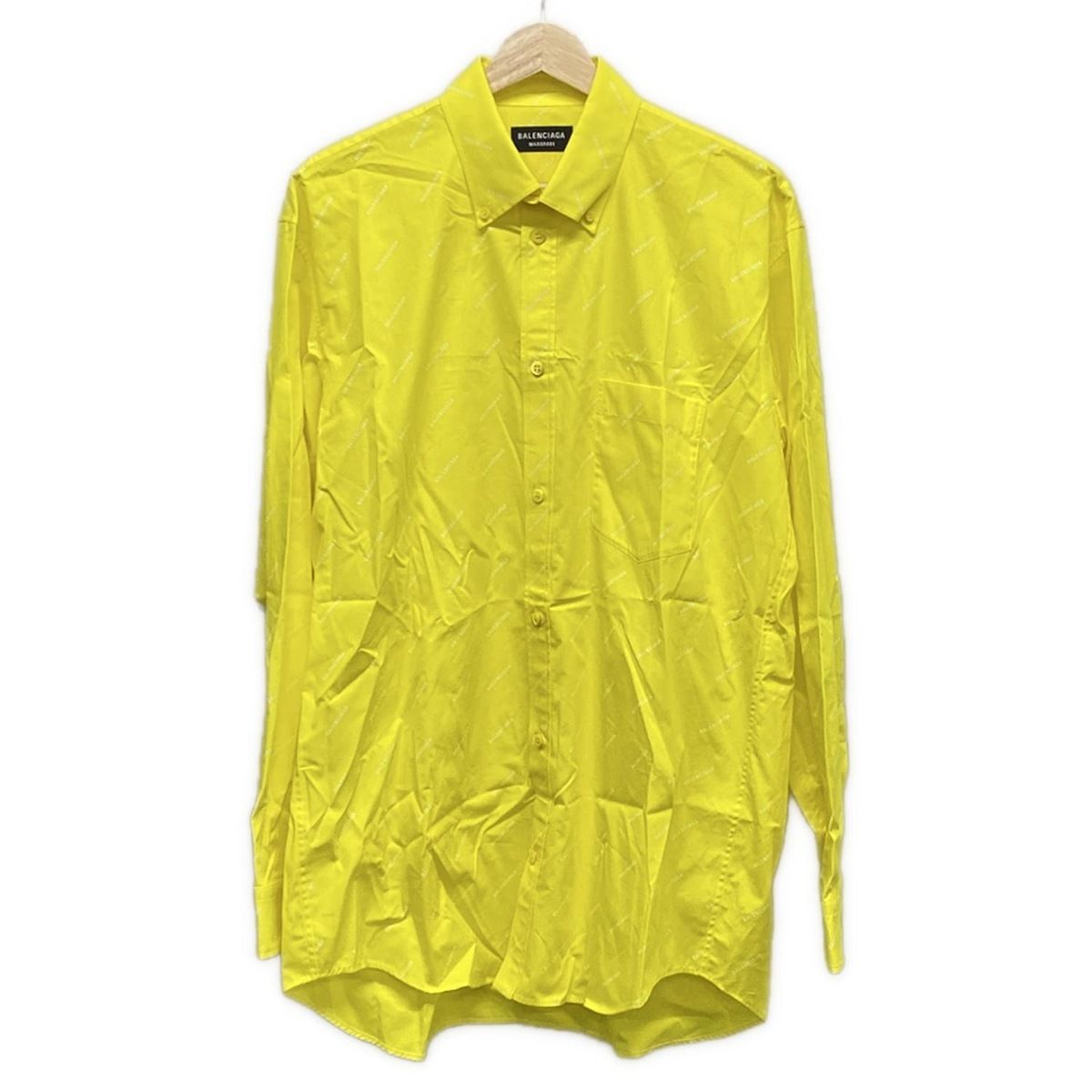 【派手☆人気☆BALENCIAGA】黄色　柄　半袖シャツ B模様　サイズL 派手☆人気☆BALENCIAGA】黄色 柄 半袖シャツ B模様 サイズL