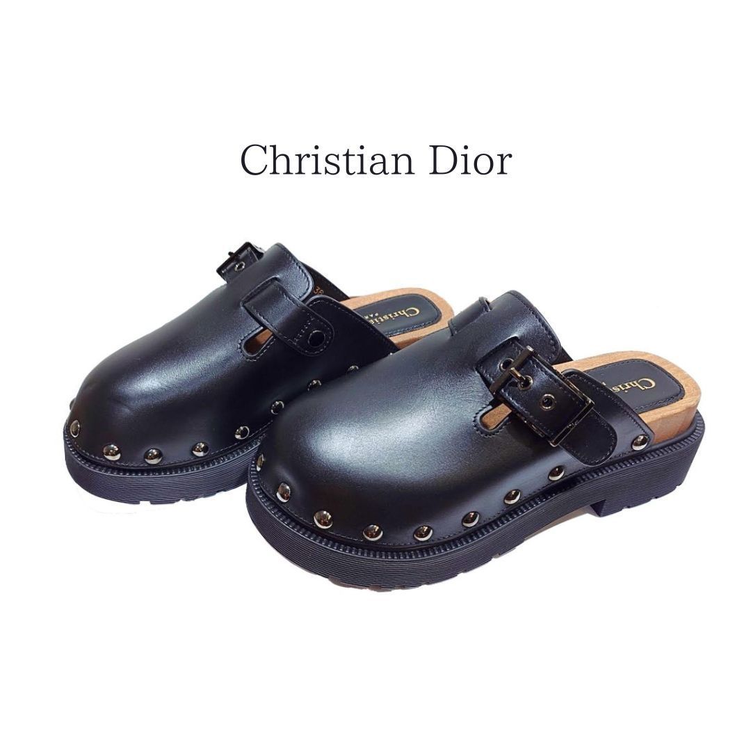 Christian Dior クリスチャンディオール CD サボ クロッグ サンダル ミュール Dior QUAKE 22AW レザー ブラック MD0222 size36