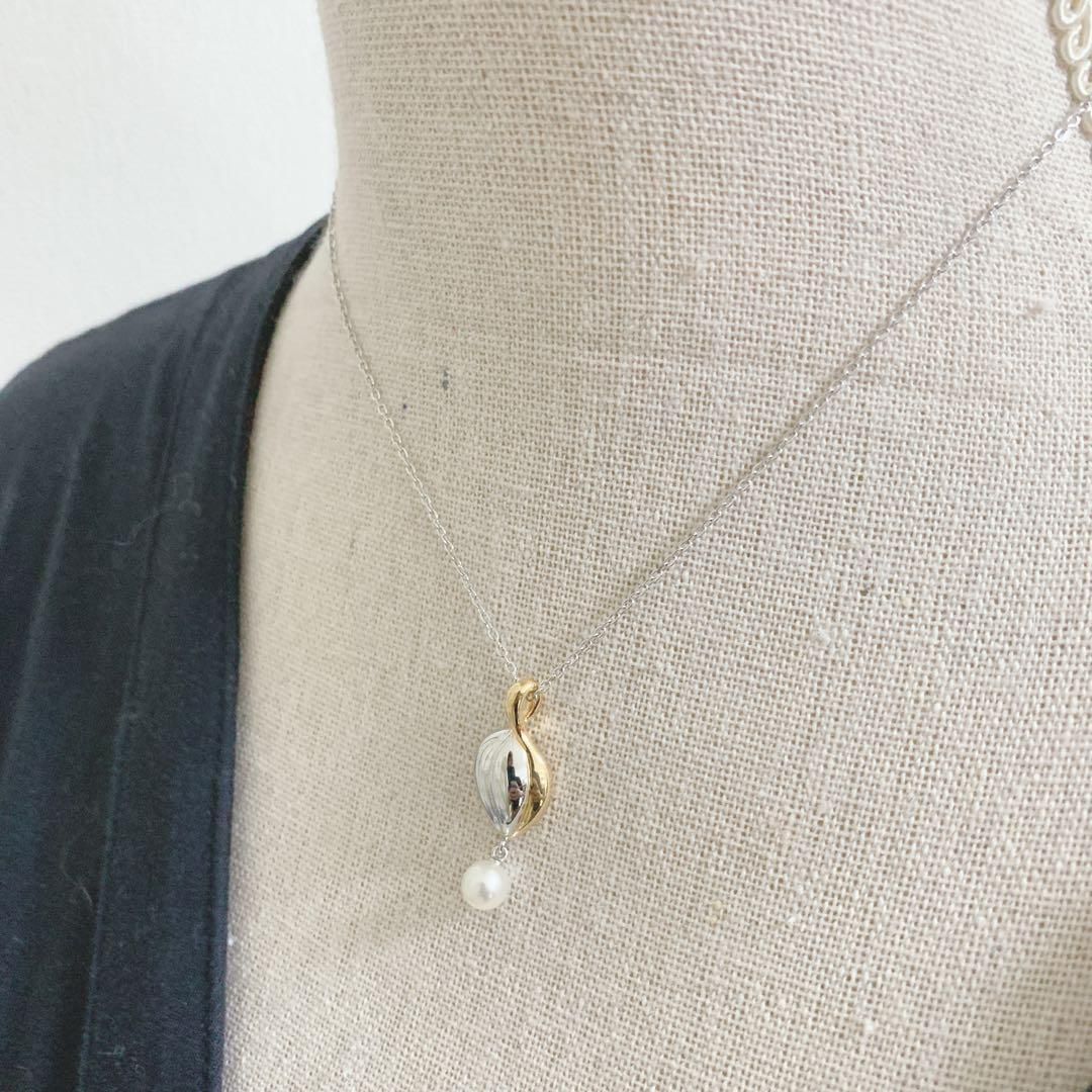 MIKIMOTO ミキモト パール ネックレス シルバー ゴールド コンビ 