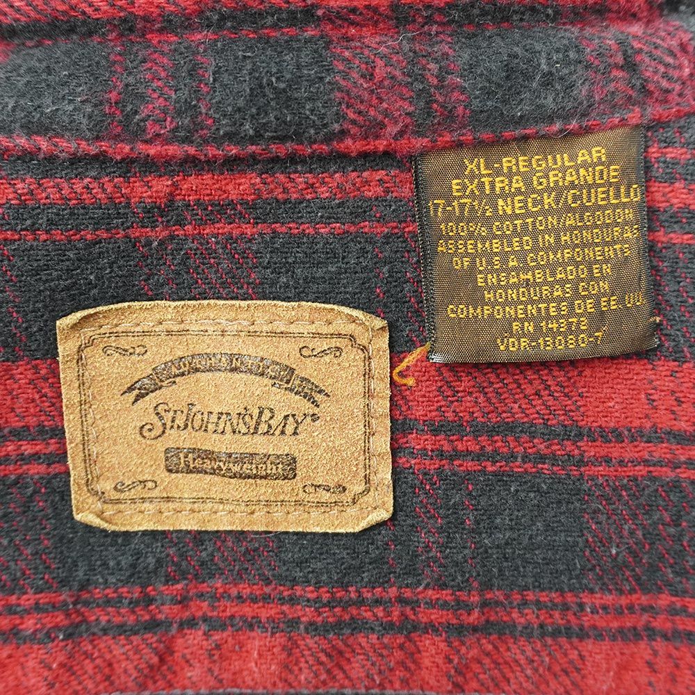 セントジョンズベイ ST JHON S BAY 90s 90年代 ヘビーネルシャツ 旧タグ ビッグサイズ JCペニー ビッグマック USA ヴィンテージ アメリカ 古着 メンズ BLACK ブラック レッド XL