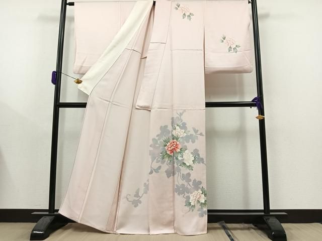 平和屋着物▽訪問着 単衣 風景椿文 暈し染め 正絹 逸品 AAAY8302jh