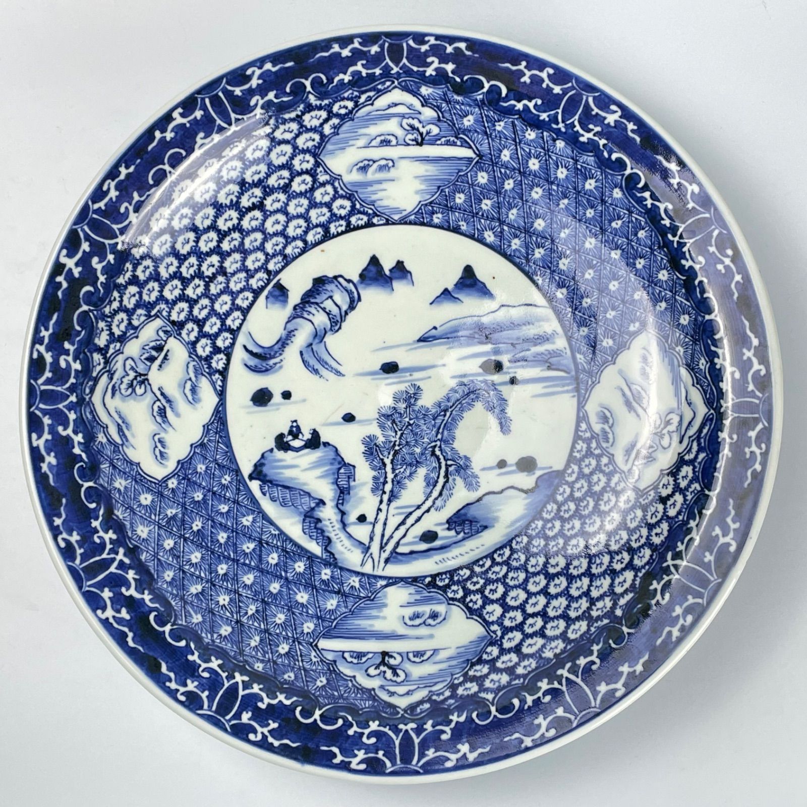 古伊万里　伊万里　染付　山水図　八角皿　１客 Yahoo!オークション - QM2173 古伊万里 染付 八角 山水風景画