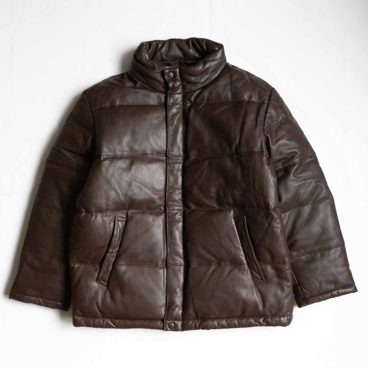 ト*モ様 AVIREX レザーダウン　茶色 美品】AVIREX【レザー ダウン ジャケット】M ブラウン アヴィレックス