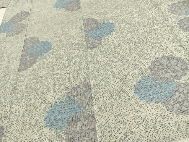 平和屋着物○結城紬 100亀甲 吉祥草花文 背抜き仕立て 正絹 逸品