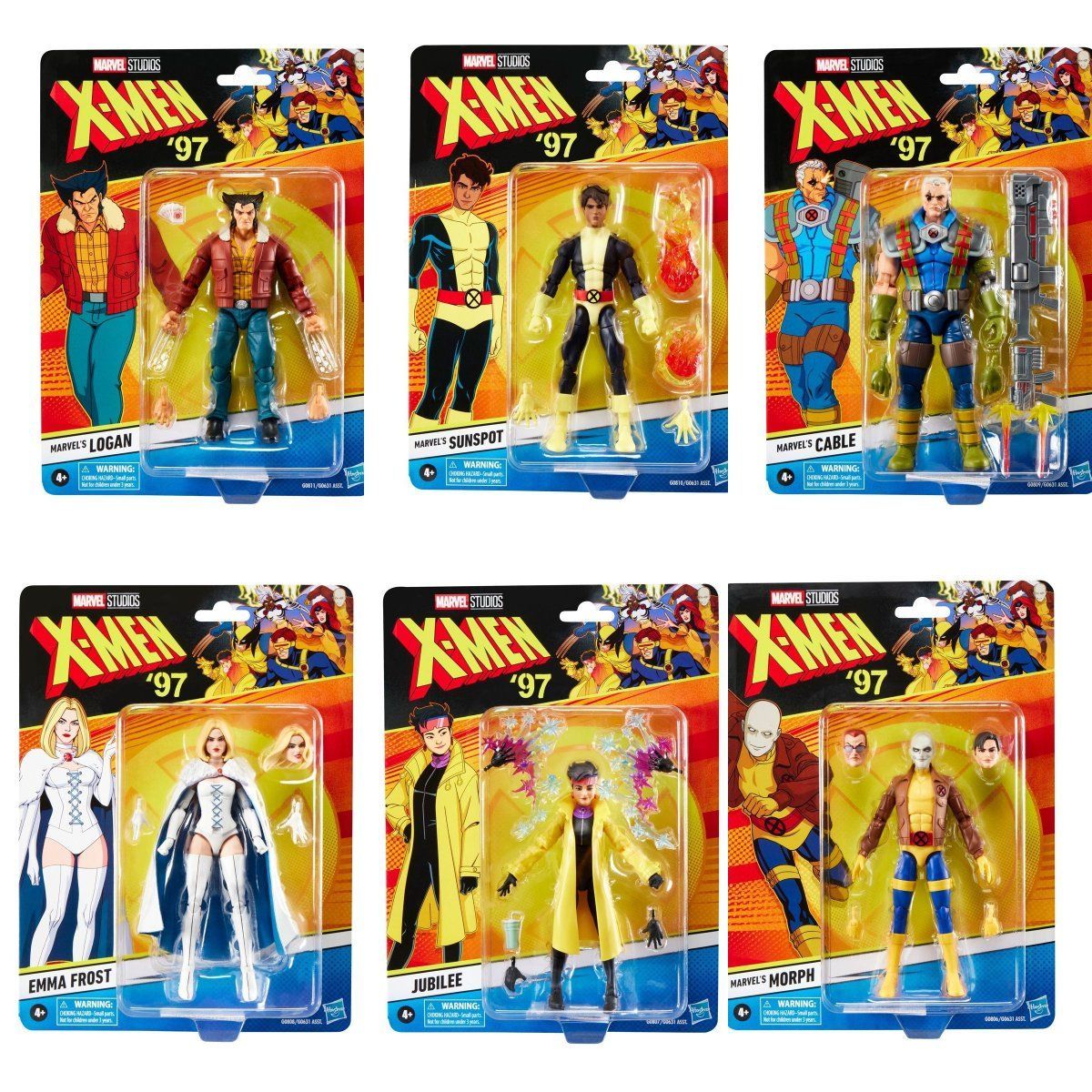 マーベルレジェンド X-MEN ’97 ローガン アソートメント 6点セット ローガン ケーブル ジュビリー エマフロスト モルフ サンスポット Marvel Legends X Men 97 Logan Assortment