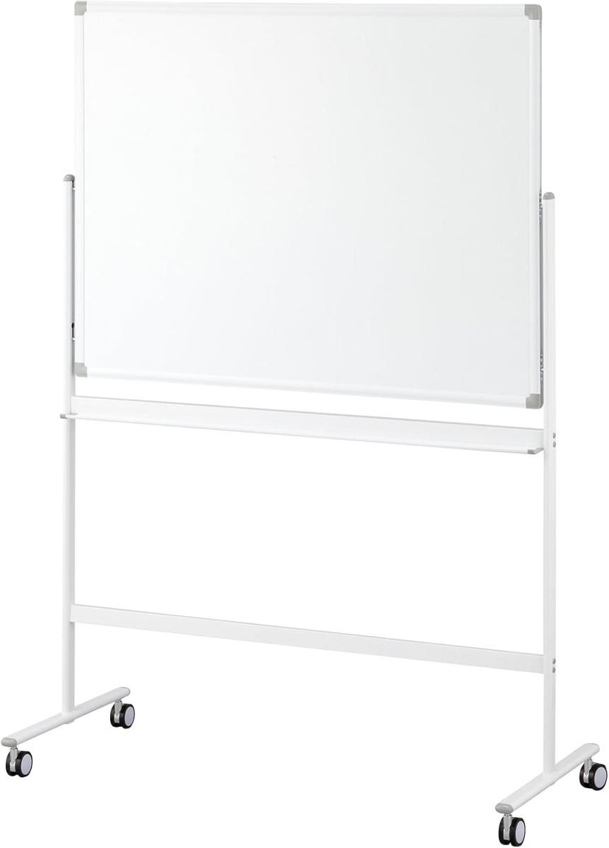 ♥品 アイリスチトセ ホワイトボード 脚付 両面 無地 幅1200×高さ900 KJWR-1290 キャスター付き 書きやすいスチール板面