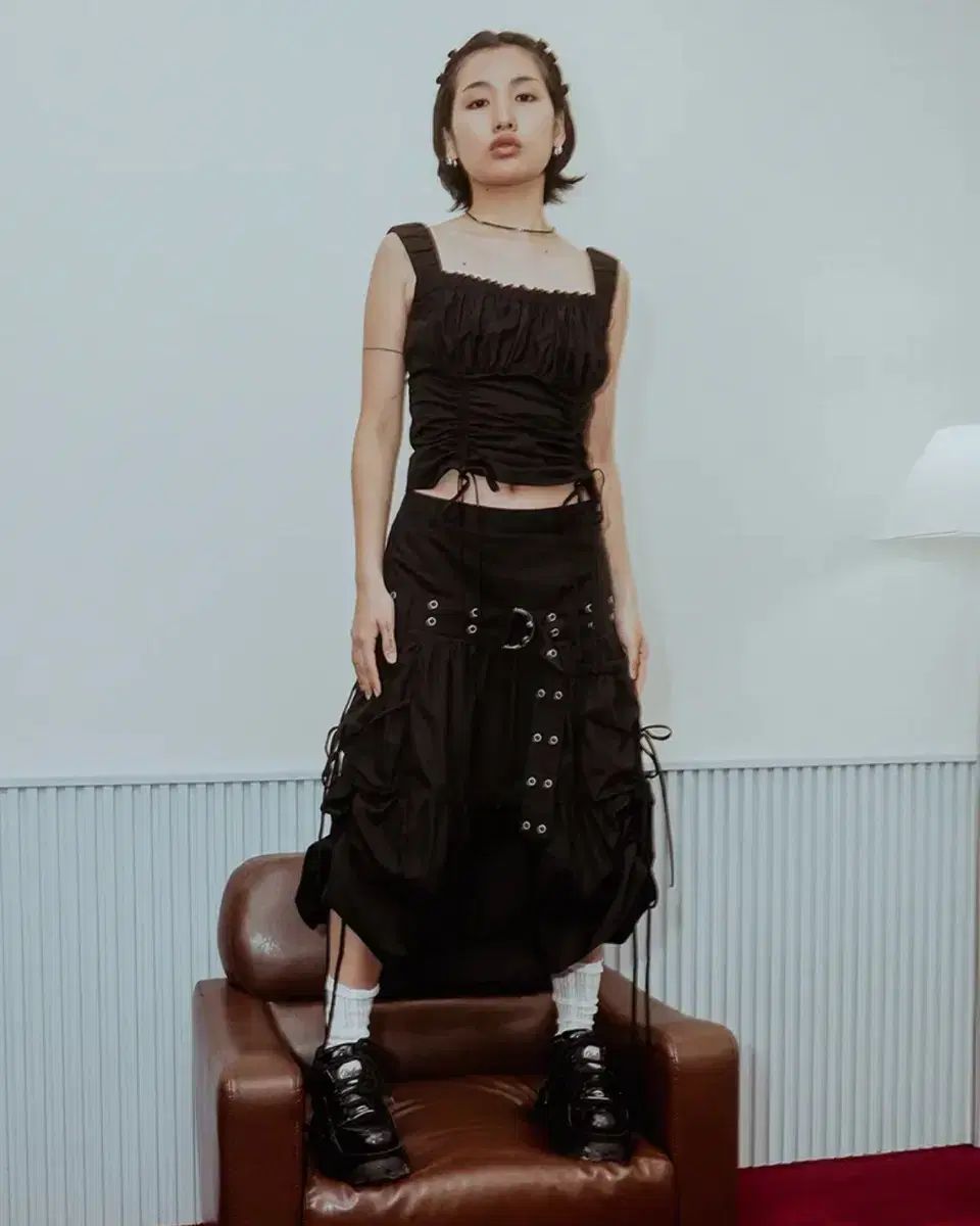 数コルセージ BIG キー ローライズ スカート ミディ丈