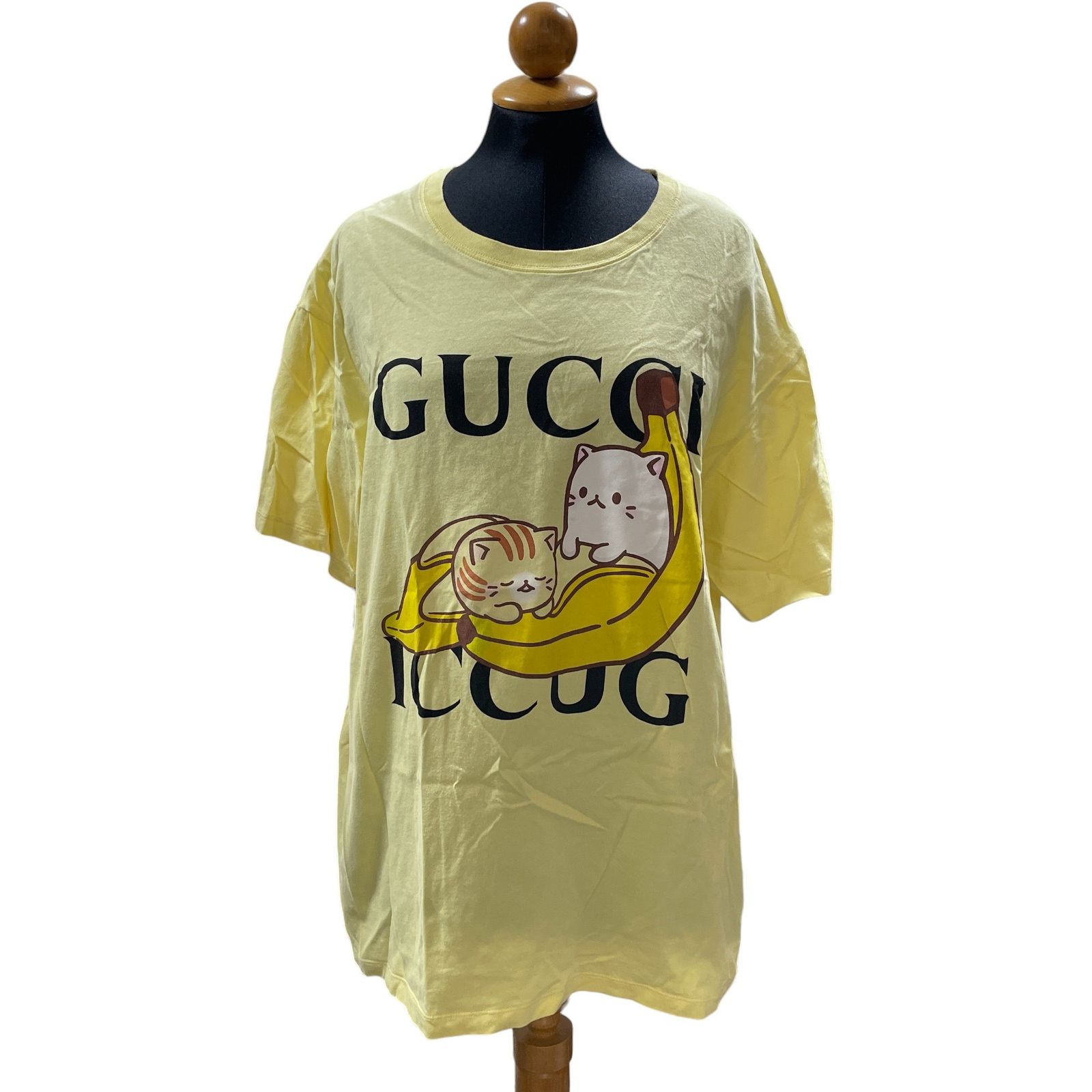 ◇中古品◇GUCCI グッチ ばなにゃ コラボ Tシャツ 表記サイズL イエロー 半袖 メンズ Q71329NB - メルカリ