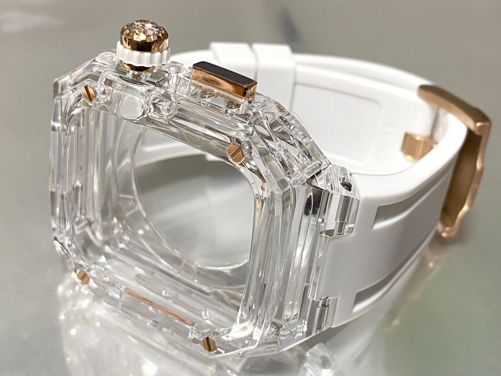 クリア ホワイト インディコ アップルウォッチ ラバーベルト カバー クリア ケース 40mm 41mm 44mm 45mm 4 5 6 7 8 se スポーツ メンズ レディース 4スクリュー Apple Watch バンド