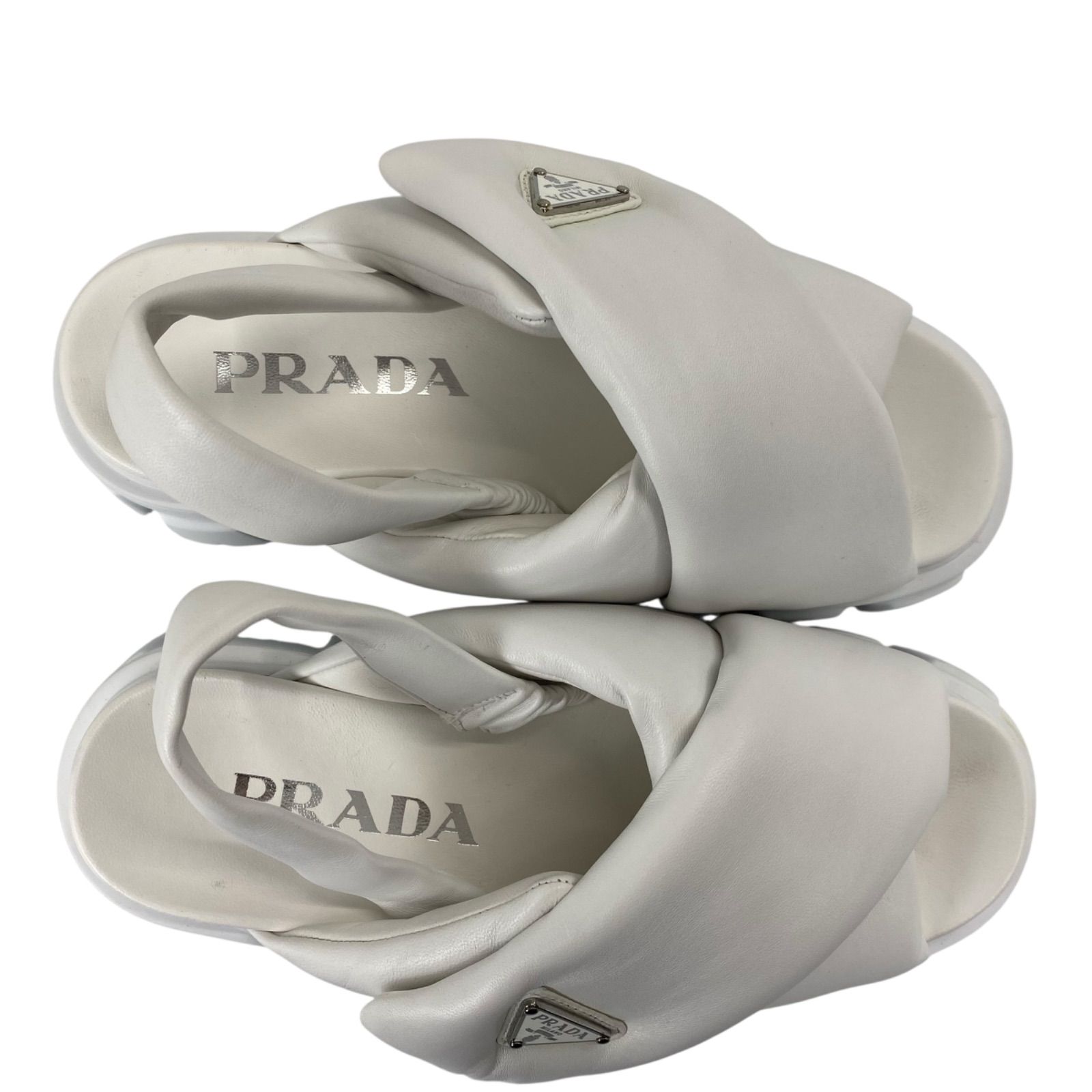 ○美品 プラダ PRADA パデッド ナッパレザー サンダル ラバーソール