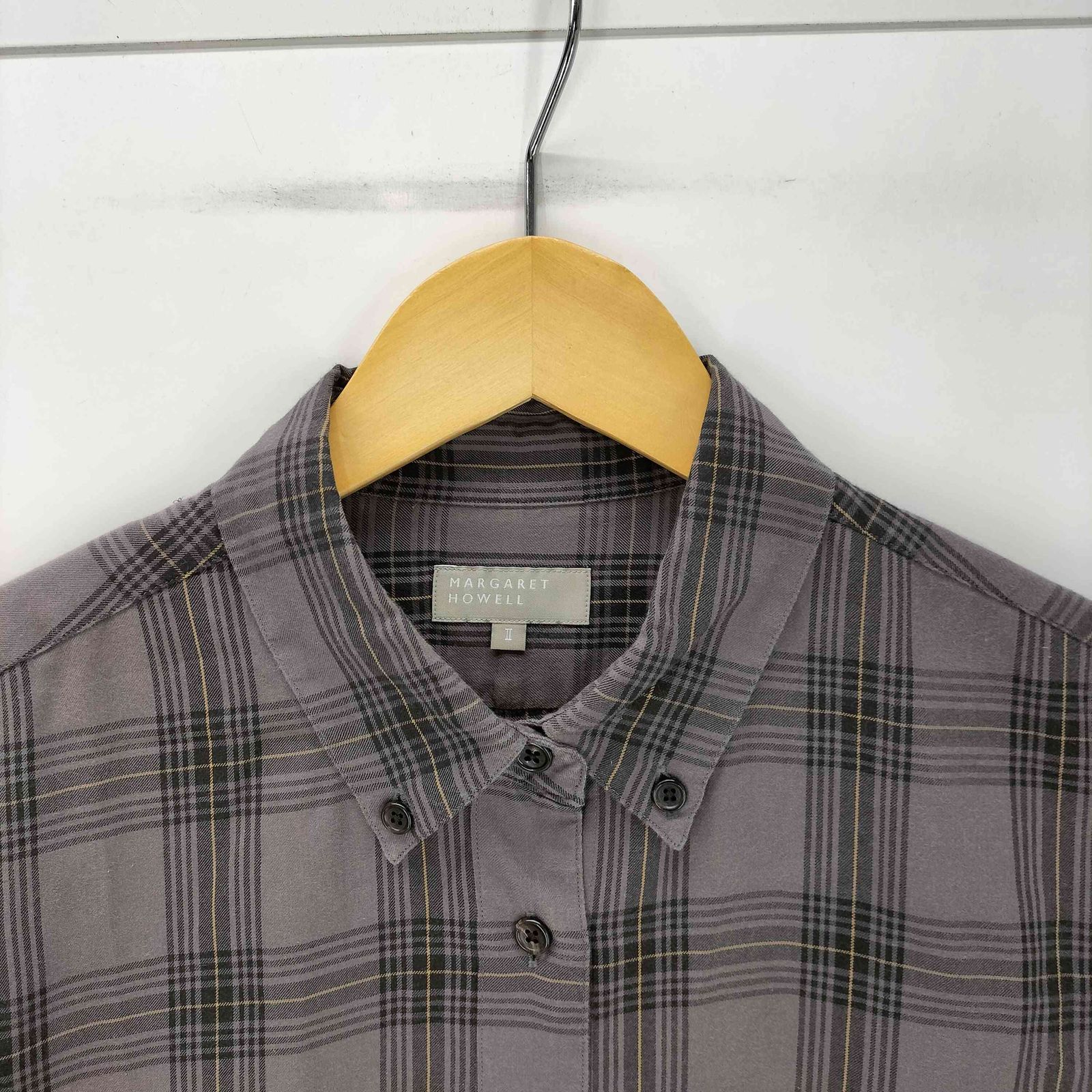 マーガレットハウエル チェックシャツ ダークグレー Sサイズ ◎極美品 MARGARET HOWELL - MARGARET HOWELL / マーガレットハウエル