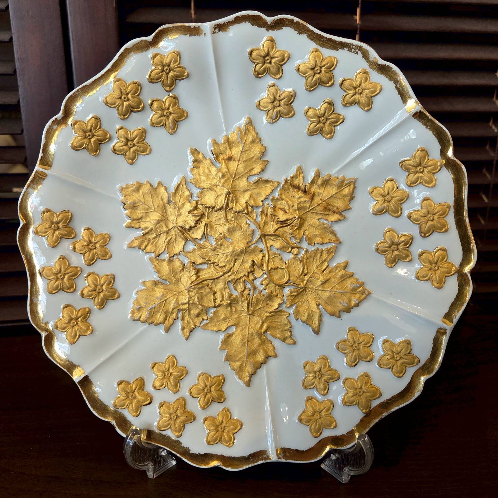 希少】Meissen マイセン プレート 金彩 金盛り ゴールドレリーフ