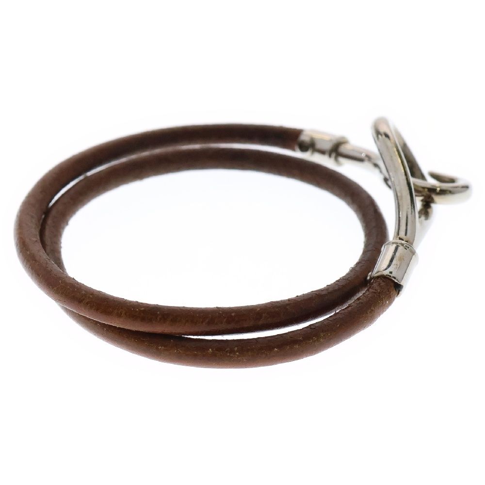 エルメス　ジャンボ　ブレスレット　シルバー　ブラウン　レザー HERMES (エルメス) ジャンボブレスレット ブラウン シルバー金具
