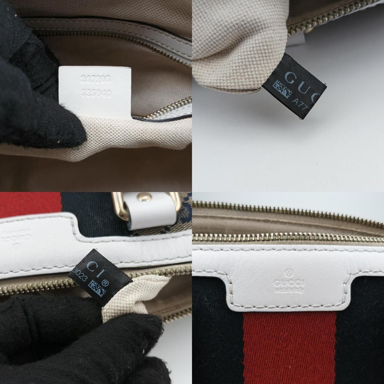 グッチGucciシェリーラインホワイト×ベージュ×マルチファブリック247205A7773023