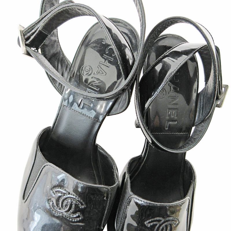 CHANEL シャネル ココマーク ミュール サンダル エナメル シャネル CHANEL ココマーク ステッチ サンダル エナメル