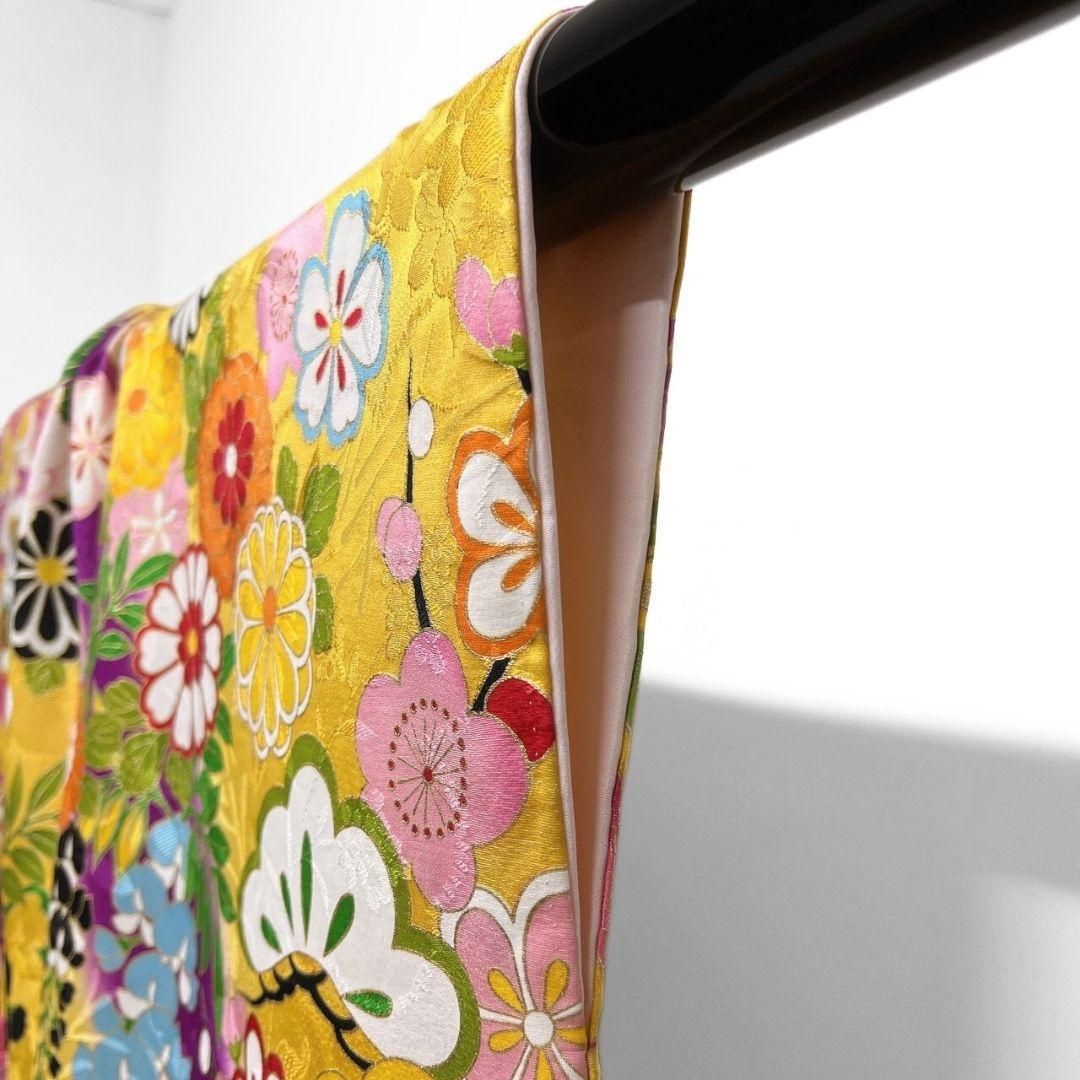 金通し　金彩　刺繍　牡丹　薔薇模様　振袖　成人式 晴れの日 着物 041a p 振袖 刺繍 金彩 牡丹 藤の花 菊花 楓 成人式 晴れの日 着物 064a