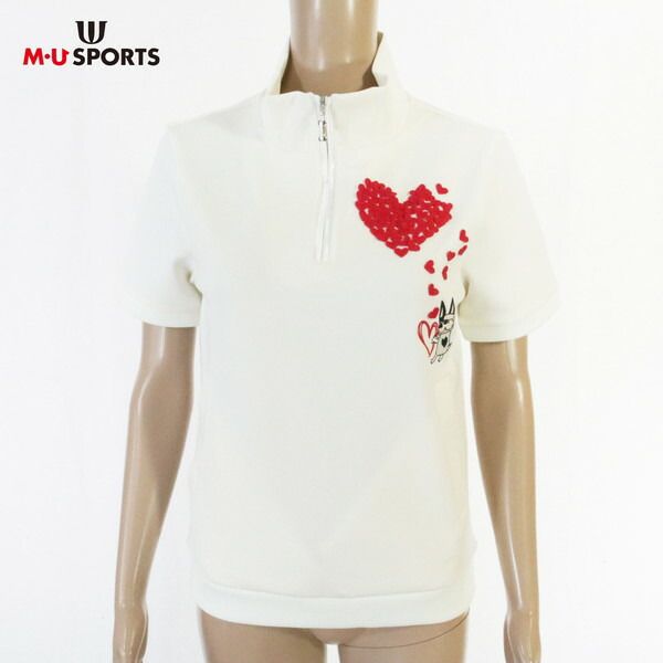 coco 中古 エムユースポーツ MU SPORTS レディース 長袖シャツ 40(M) ピンク系 ハーフジップ 薄手 ドット柄 中古 レディース エムユースポーツ MU SPORTS 長袖シャツ 40(M