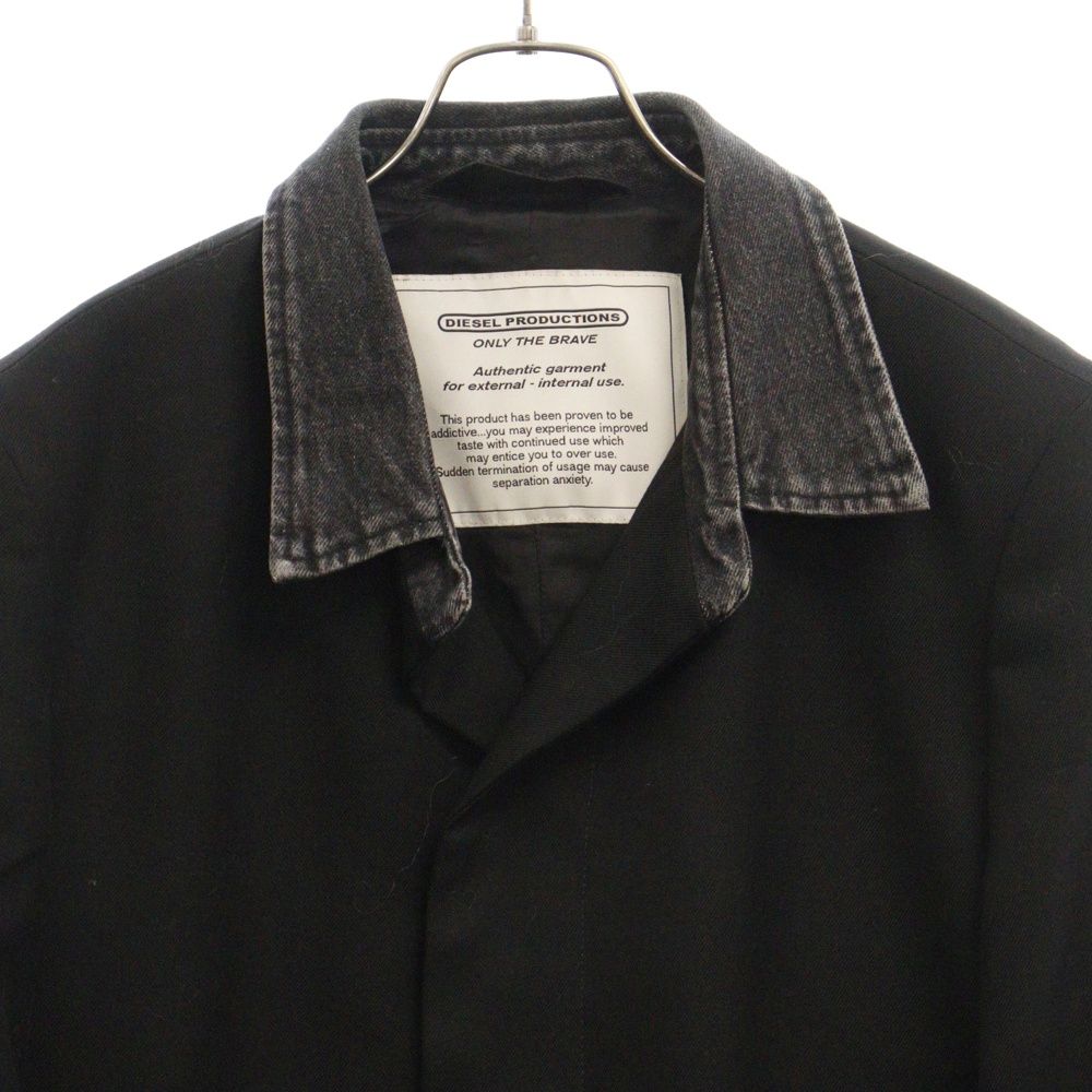 DIESEL (ディーゼル) 23AW J-SACHS 襟デニム切替コート ブラック