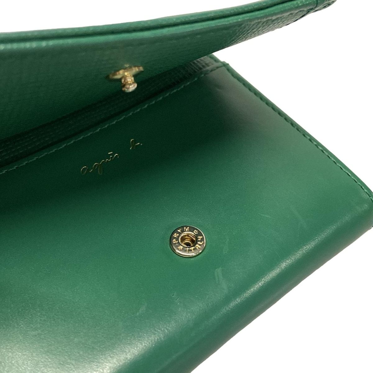 agnis b. 二つ折り財布 agnes b(アニエスベー) 2つ折り財布 - グリーン