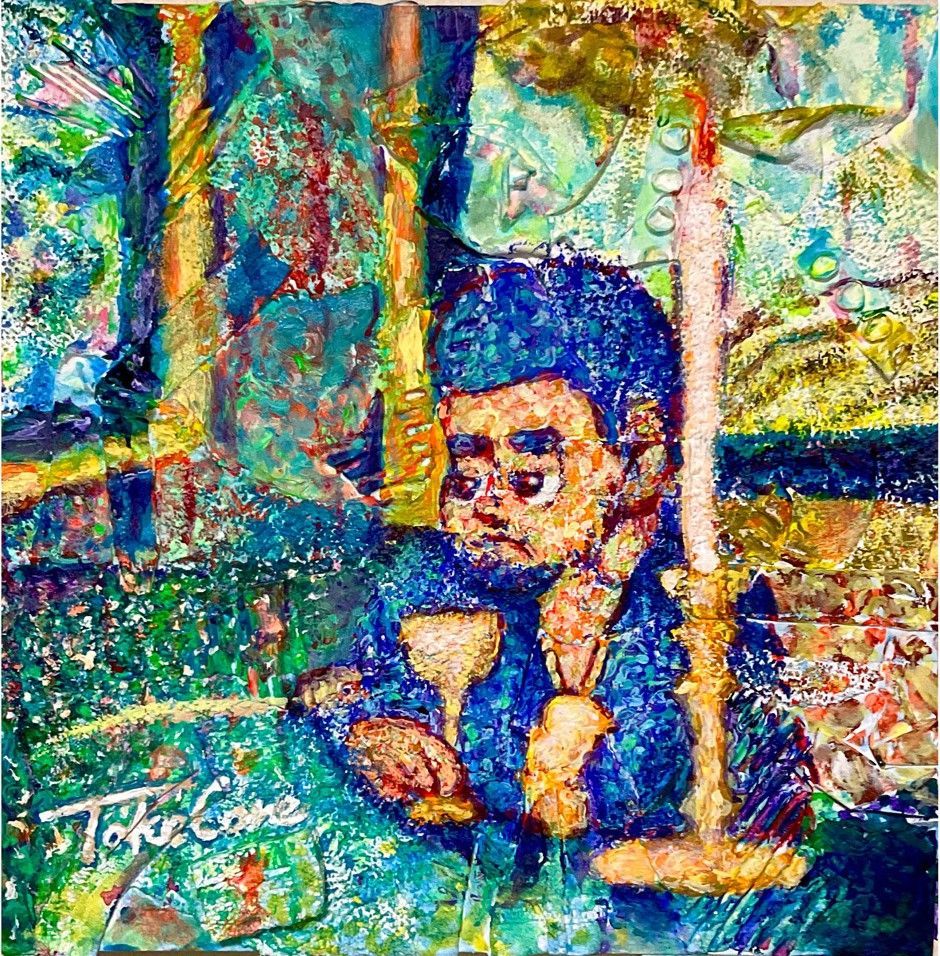 【真作保証】山本容子 水彩・コラージュ作品 直筆サイン ユマニテシール有り 絵画 真作保証】山本容子 水彩・コラージュ作品 直筆サイン ユマニテシール