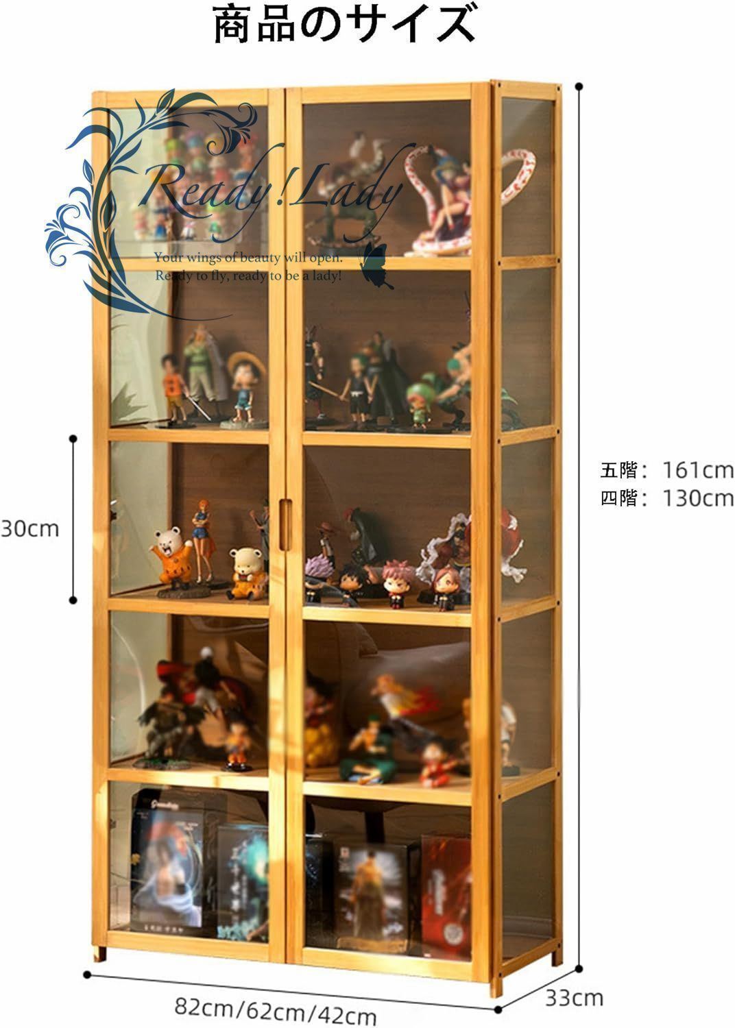 竹枠アクリルショーケースコレクションキャビネットコレクション