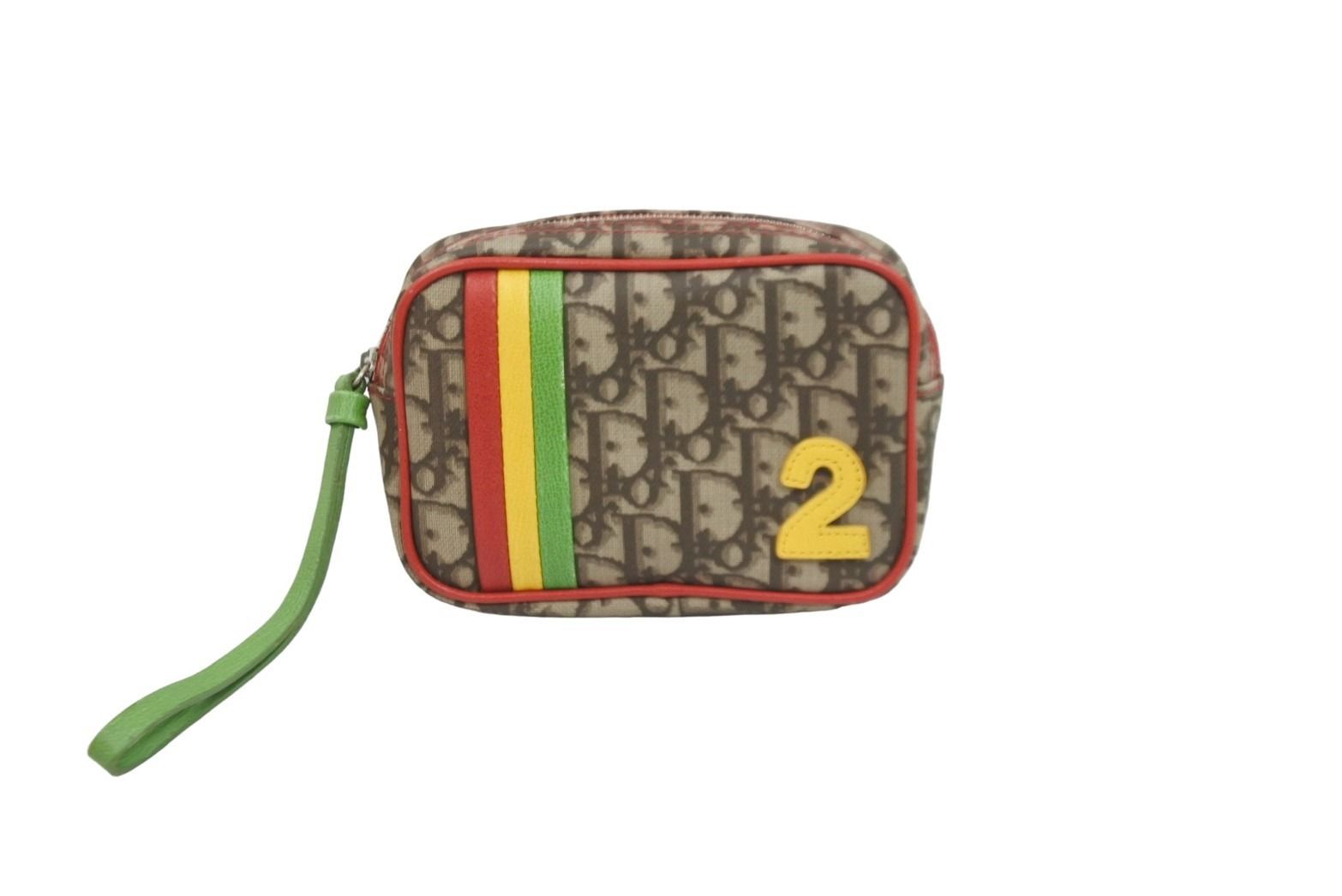 中古品クリスチャンディオール・ラスタライン、トロッター柄手提げポーチ