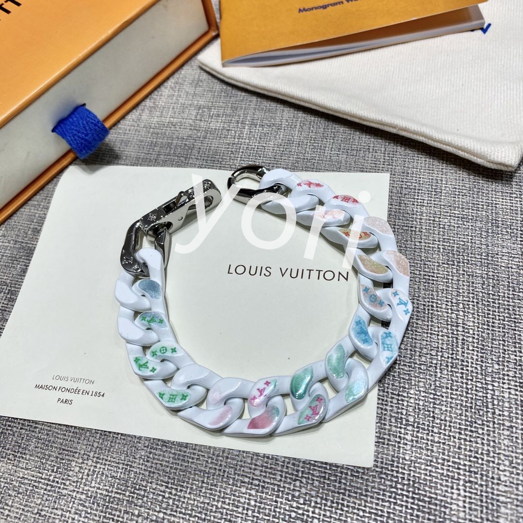 ルイヴィトン LOUIS VUITTON ブラスレ チェーンリンクス パステル ブレスレット セラミック ホワイト マルチカラー