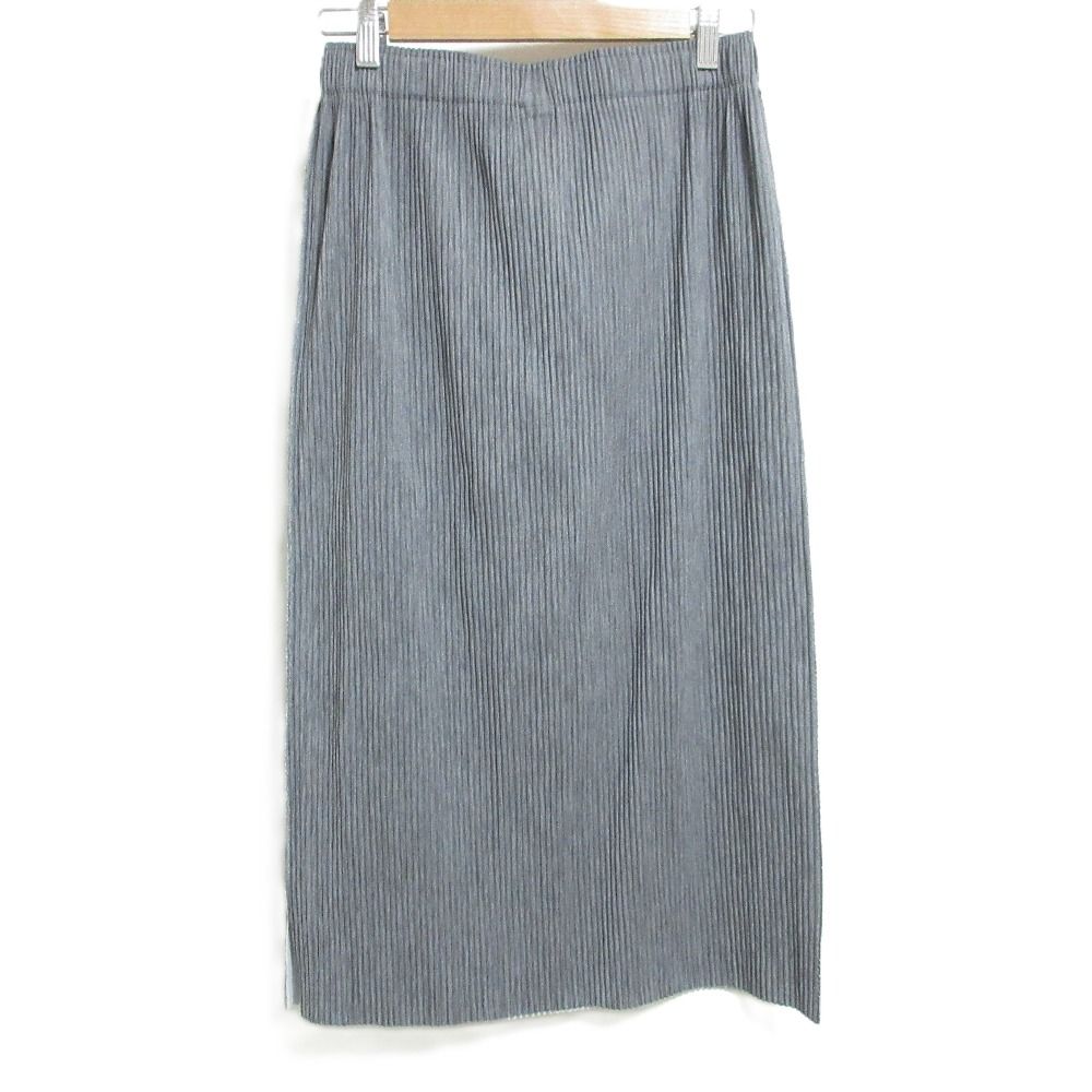25SS ISSEY MIYAKE me イッセイミヤケ ミー MIX FINE KNIT PLEATS BOTTOM イージープリーツスカート MI52KG254 グレー レディース 古着