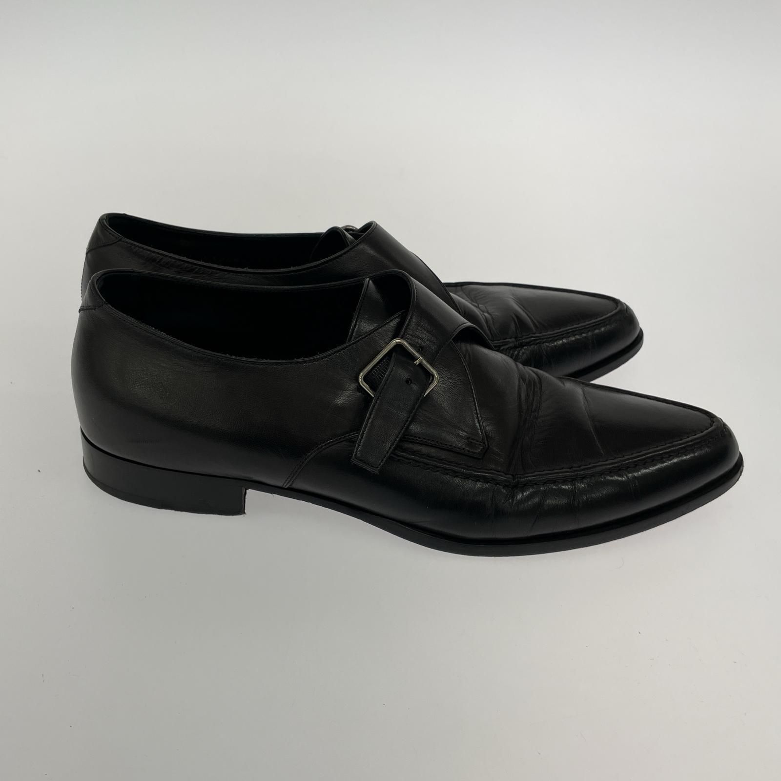 SAINT LAURENT PARIS モンクストラップレザーシューズ 42 ブラック 